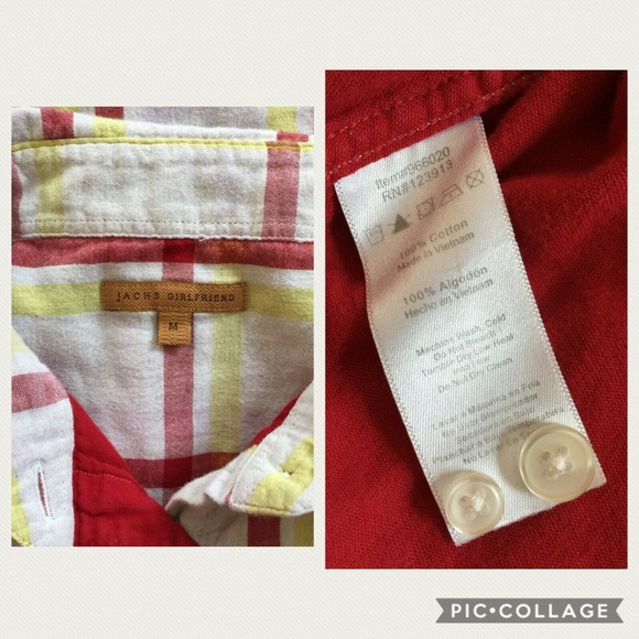 Jachs Girlfriend M Plaid Button Down Long Roll Slv - Picture 8 of 8